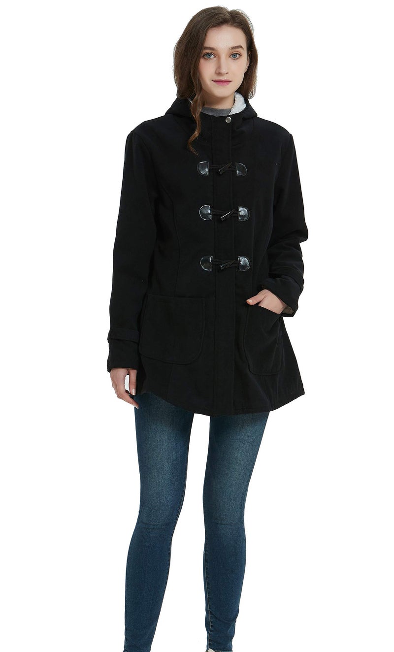 VOGRYE Womens Winter Fashion Outdoor Warm Wool Blended Classic Pea Coat Jacket (FBA) (XL, Black2-Thicker) - Image 5